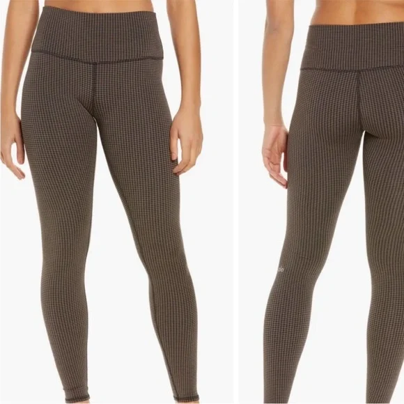 Alo Yoga Houndtooth High-Waisted Brown Leggings - Picture 3 of 10